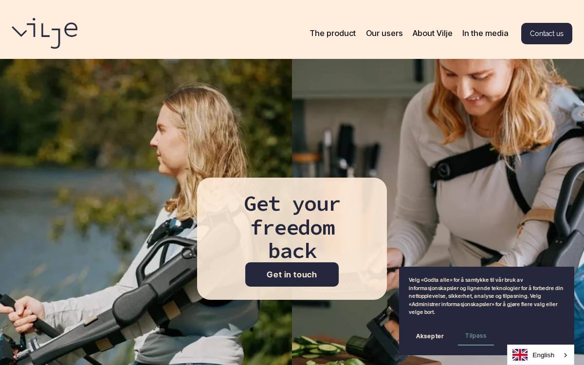Vilje Bionics website preview