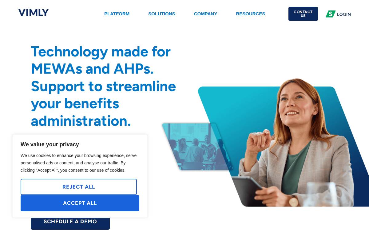 Vimly website preview