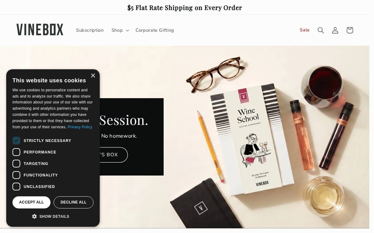 VINEBOX (Usual Beverage Co.) website preview
