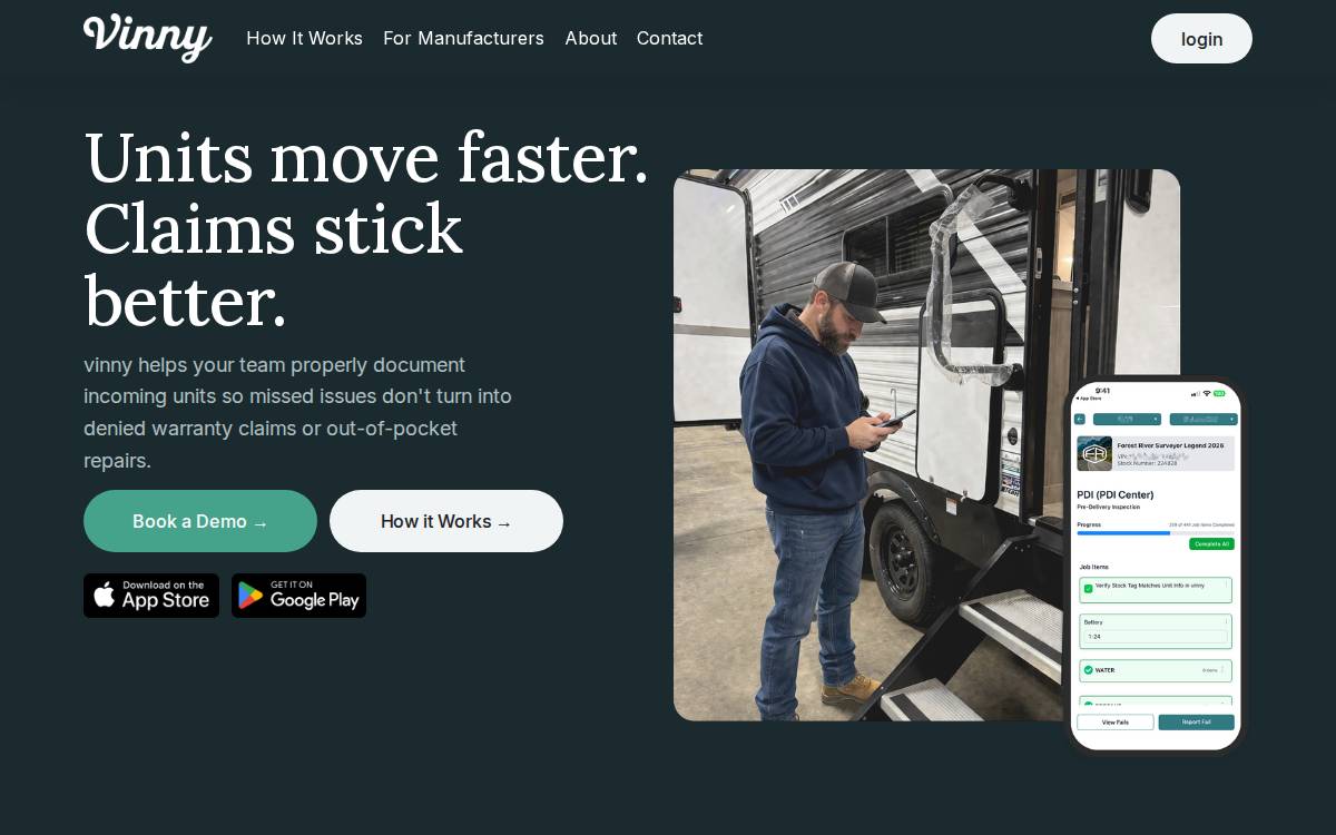Vinny website preview