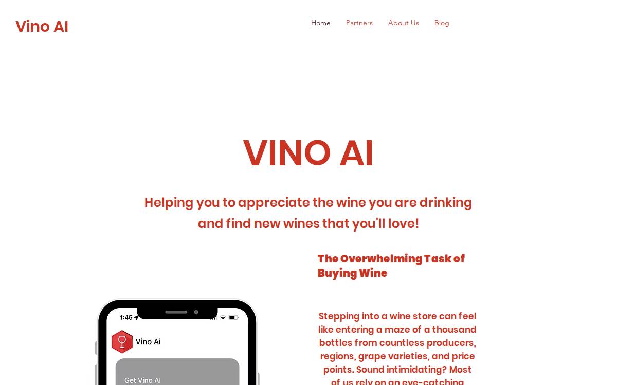 Vino AI website preview
