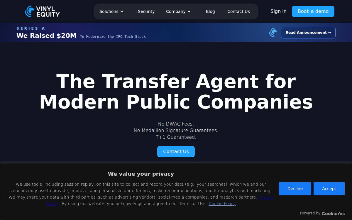 Vinyl Equity website preview