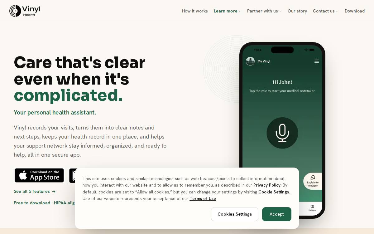 Vinyl Health website preview