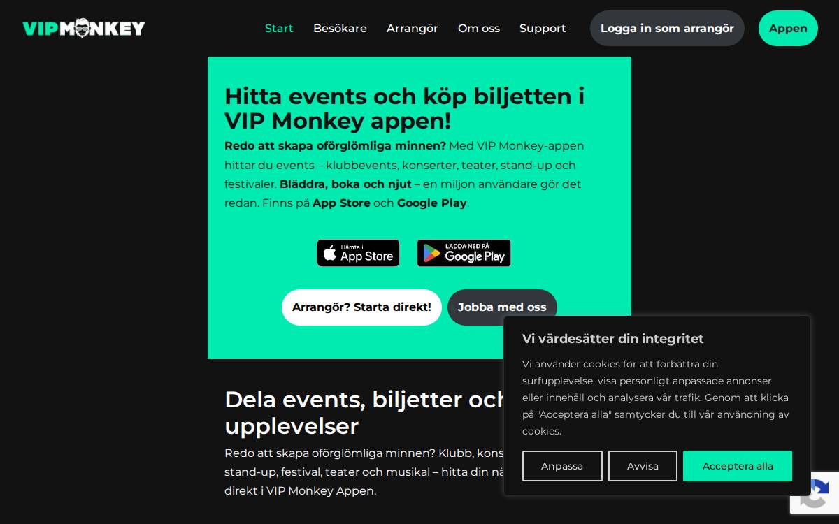 VIP Monkey website preview
