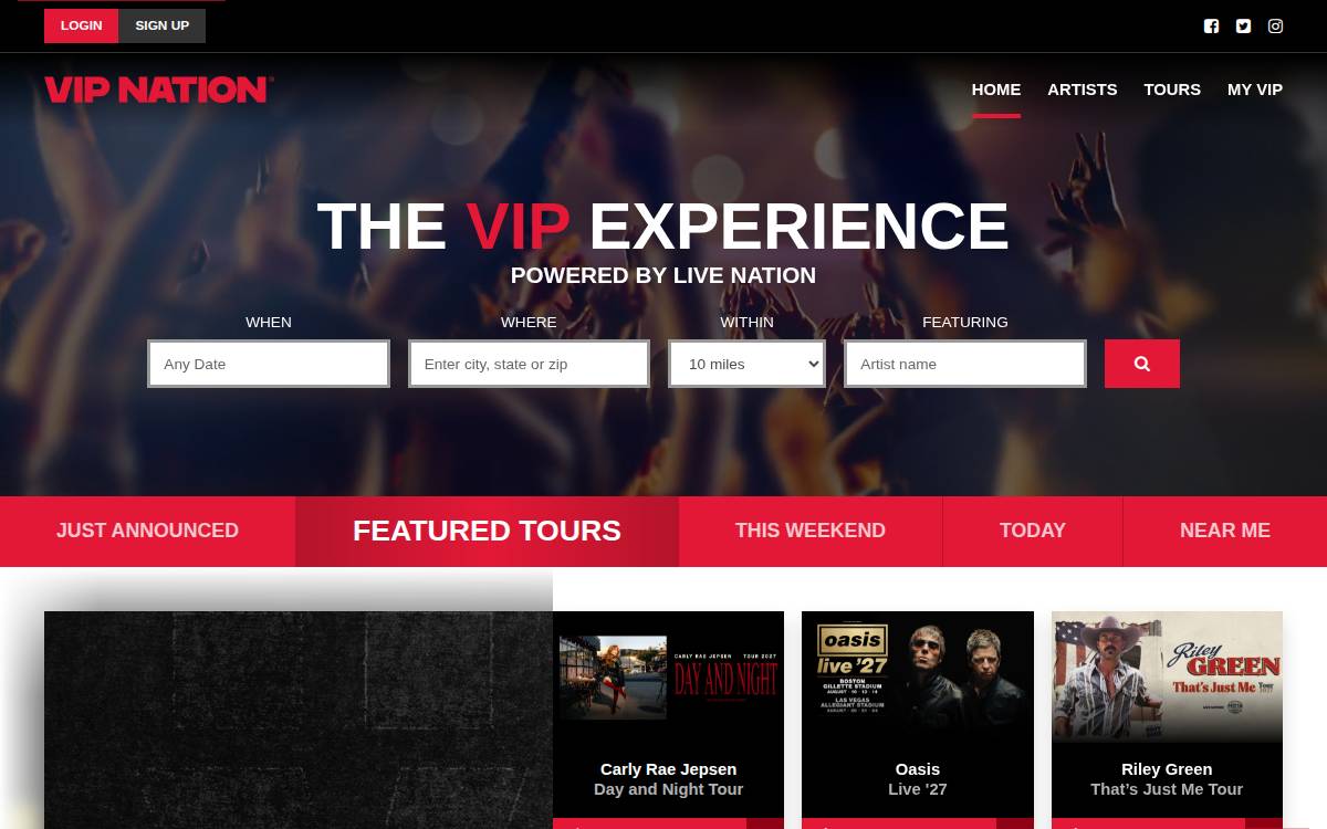 VIP Nation website preview