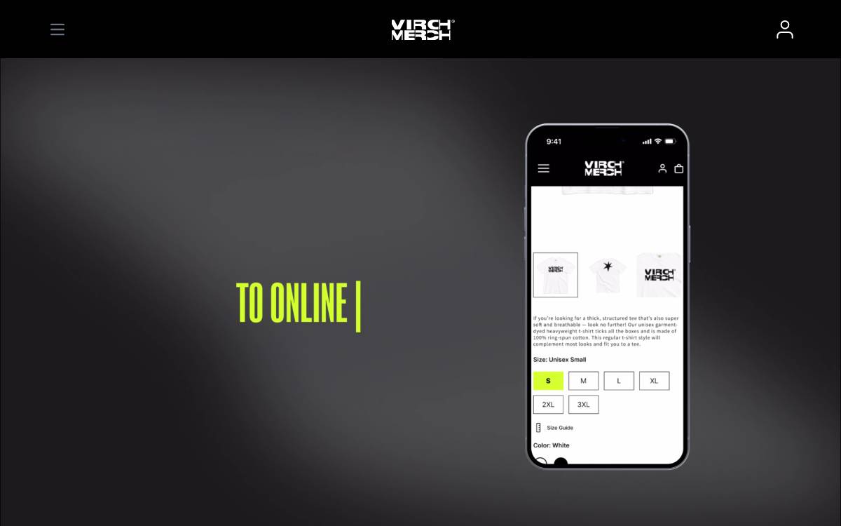 Virch Merch website preview