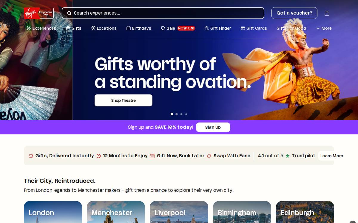 Virgin Experience Days website preview