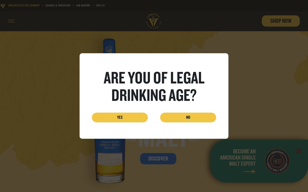 Virginia Distillery website preview