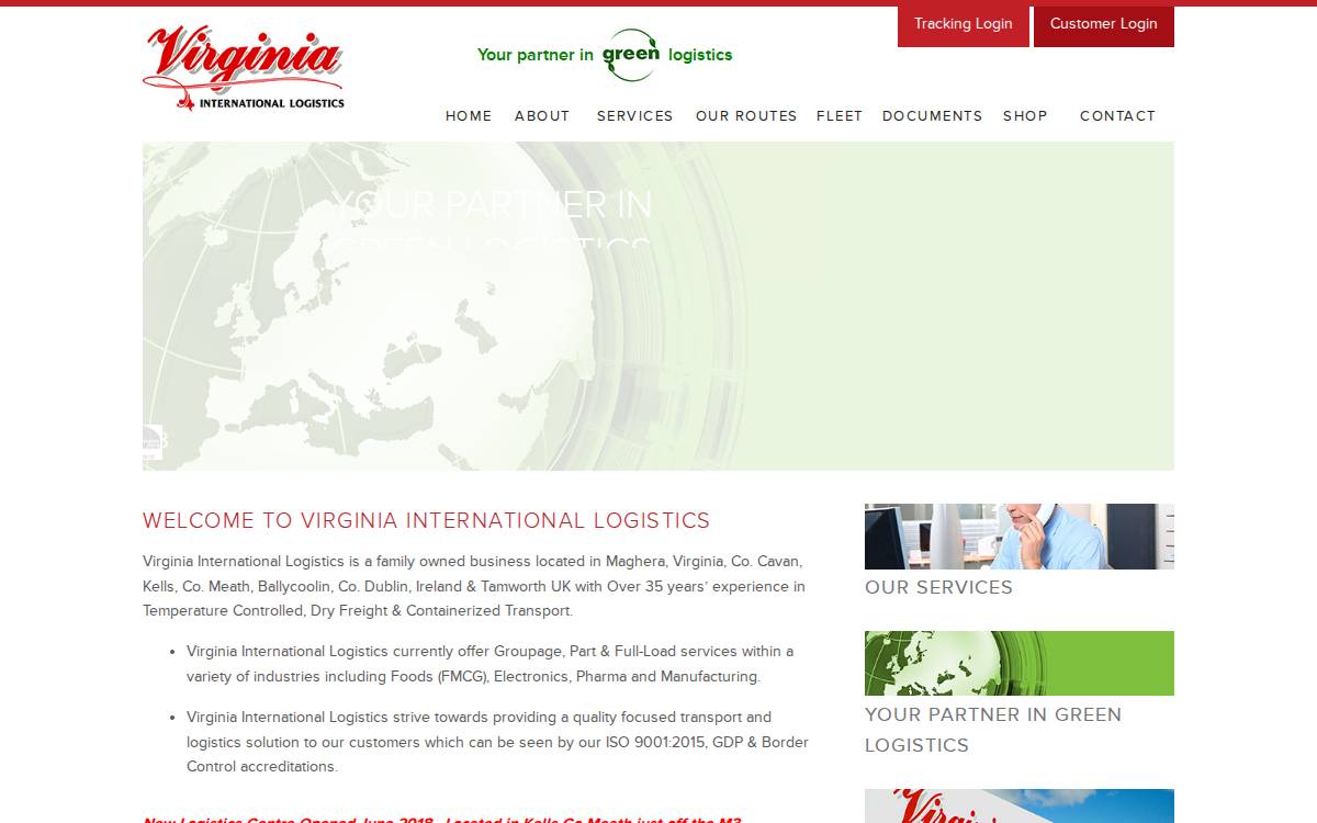 Virginia International Logistics website preview