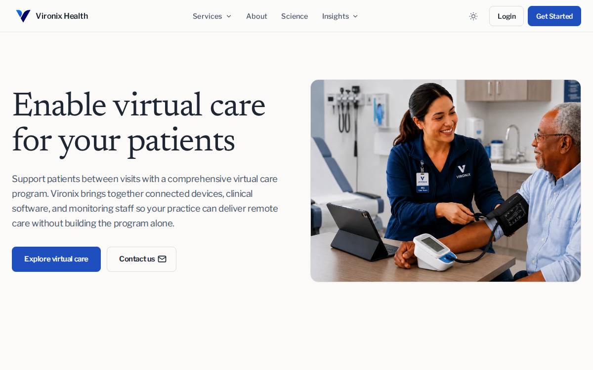Vironix Health website preview