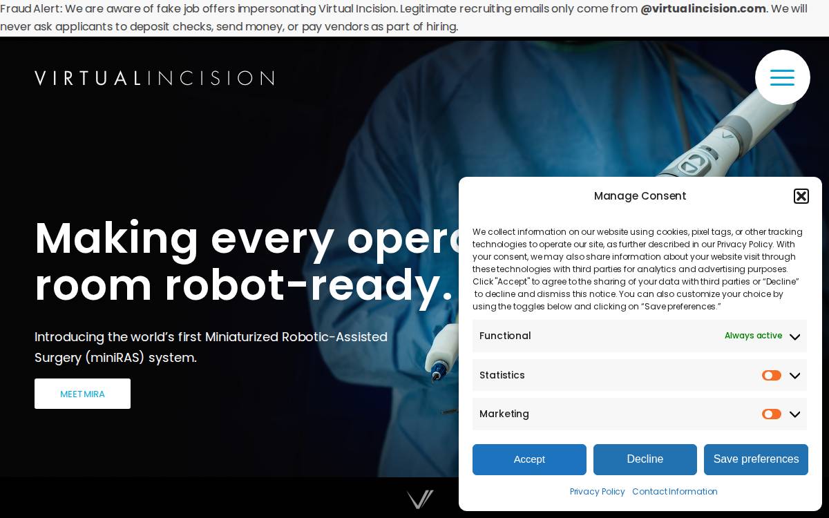 Virtual Incision website preview