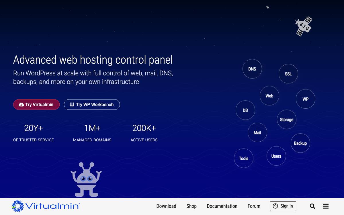 Virtualmin website preview