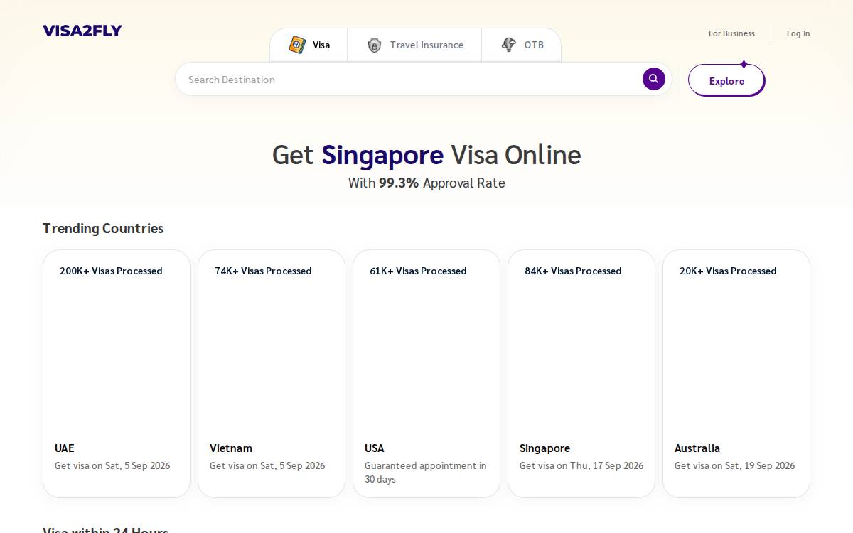 Visa2Fly website preview