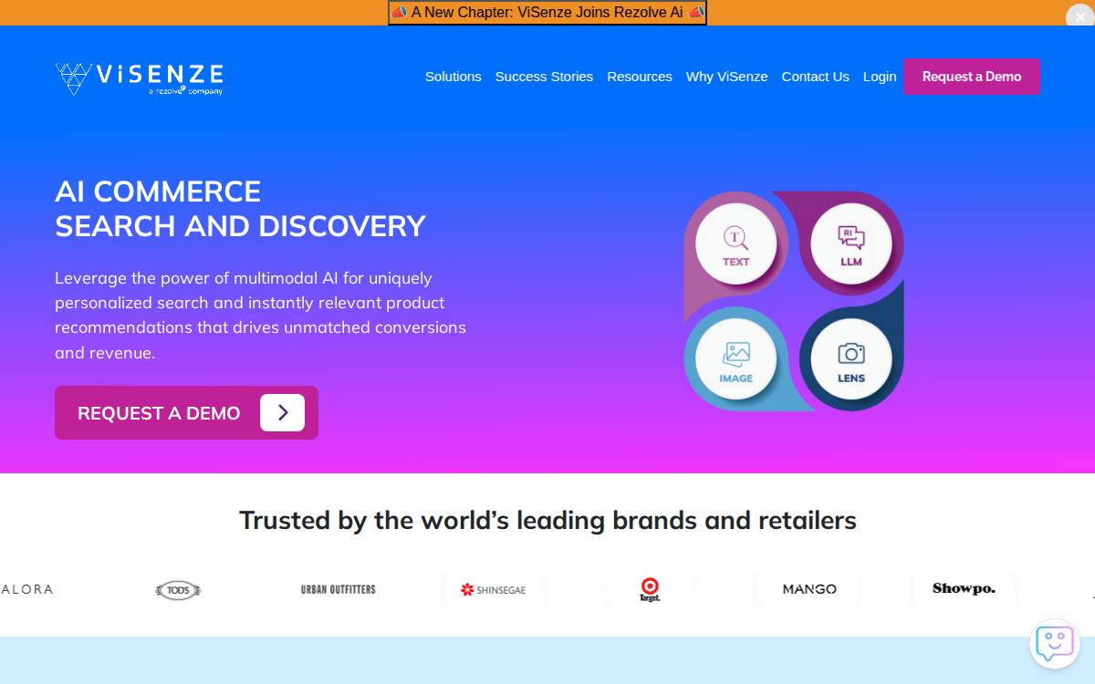 Visenze website preview
