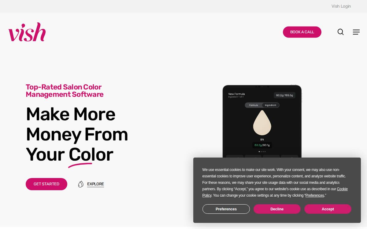 Vish Color website preview