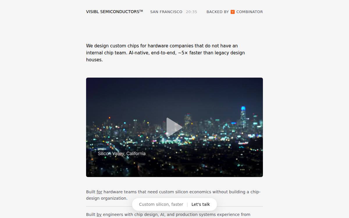Visibl Semiconductors website preview