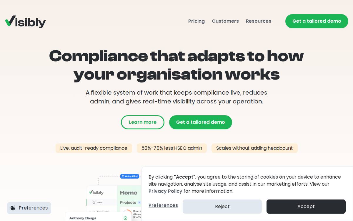 Visiblyhq website preview