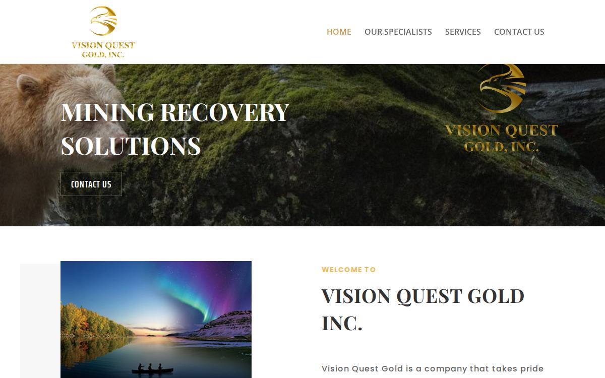 Vision Quest Gold website preview