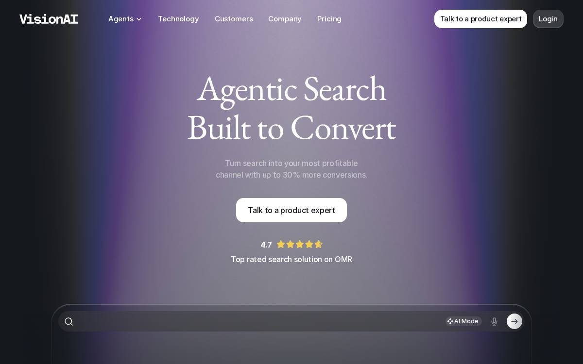VisionAI website preview