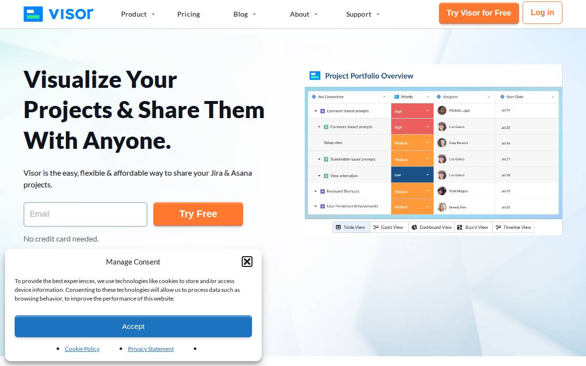 Visor website preview