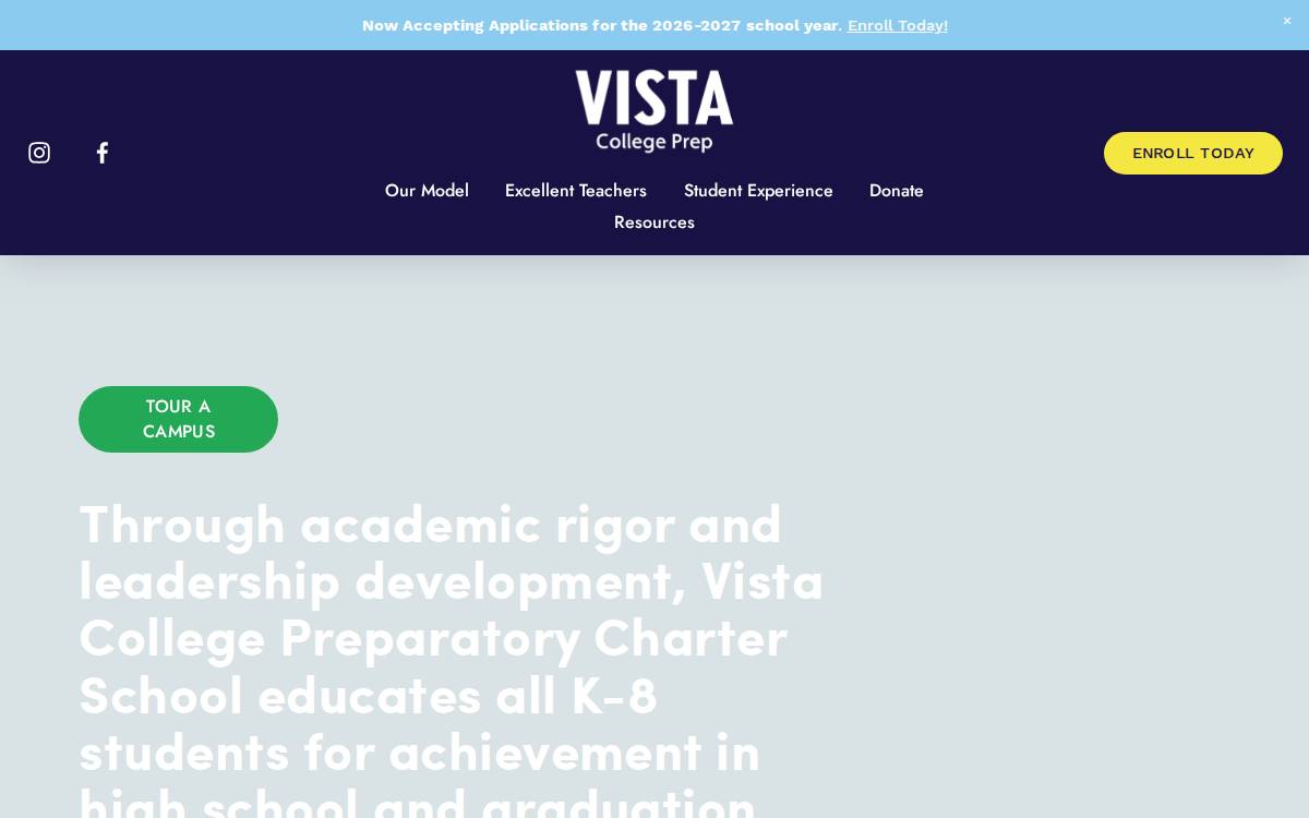 Vistacollegeprep website preview
