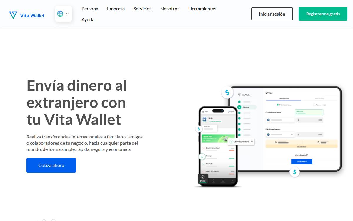 Vita Wallet website preview