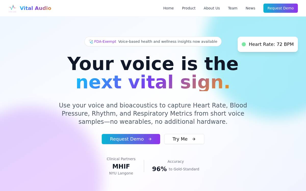 Vital Audio website preview