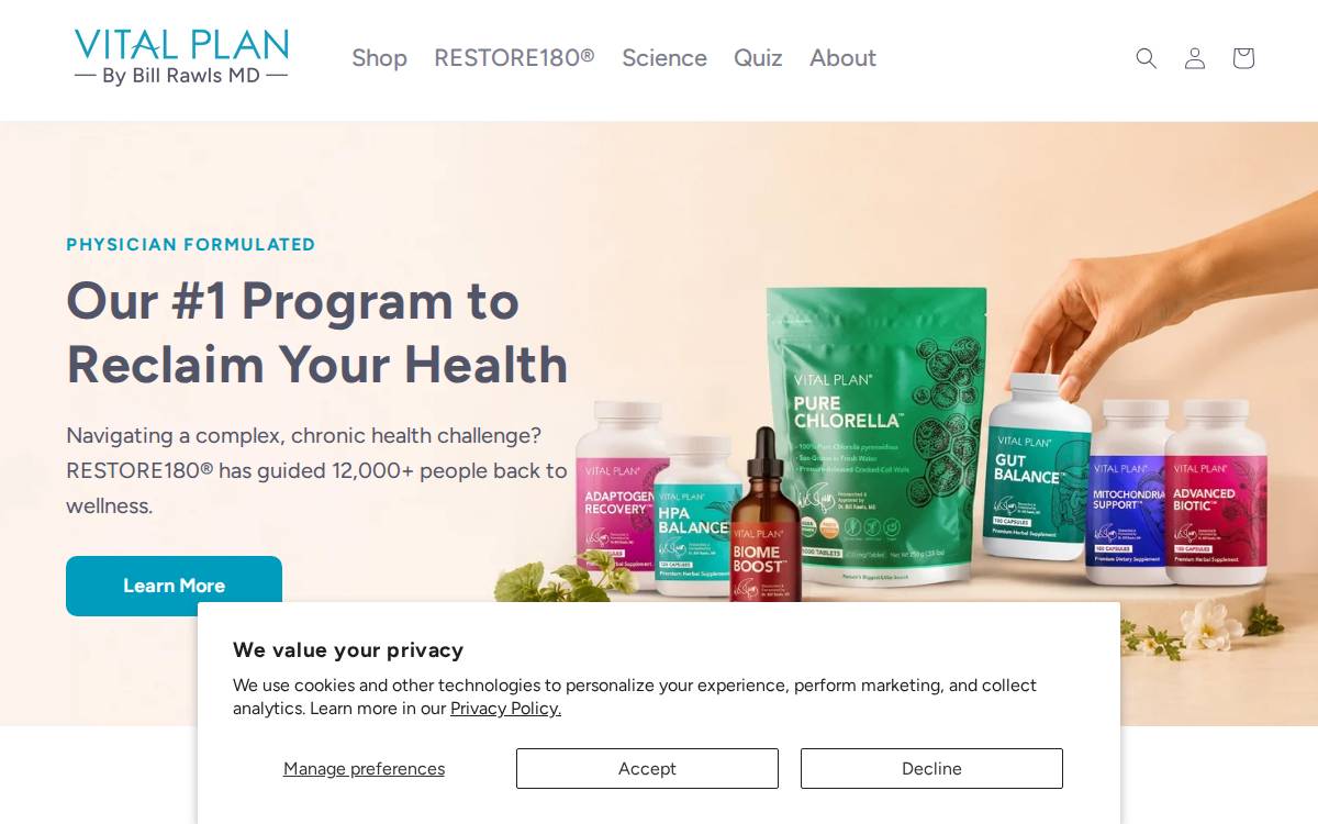 Vital Plan website preview