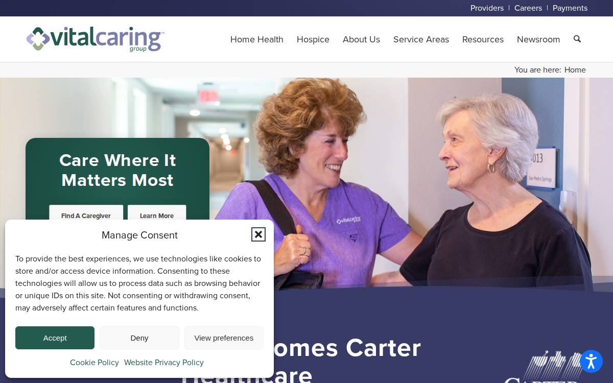 VitalCaring Group website preview
