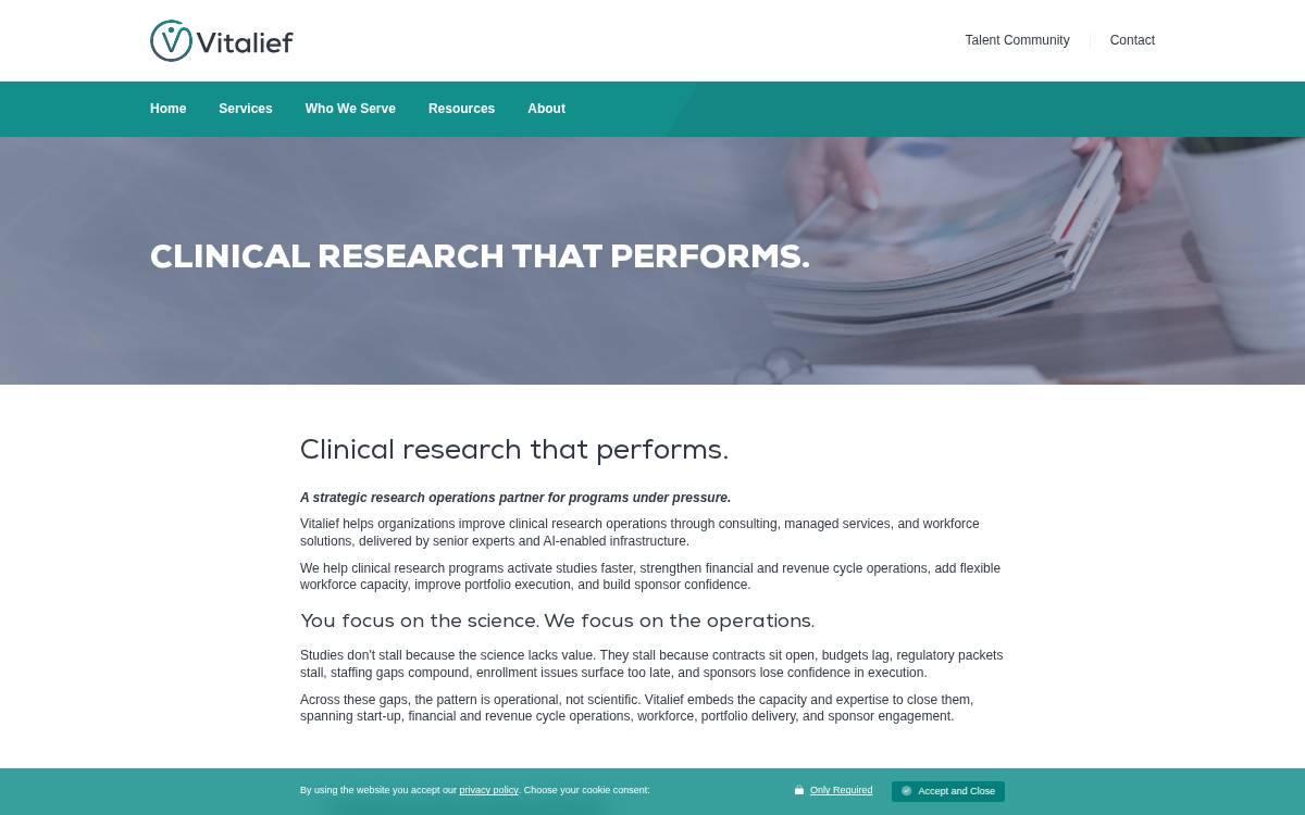 Vitalief website preview