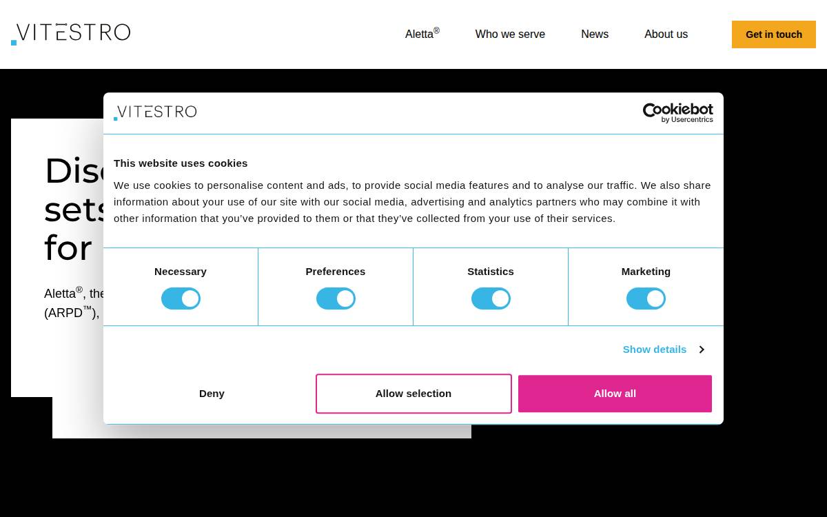 Vitestro website preview