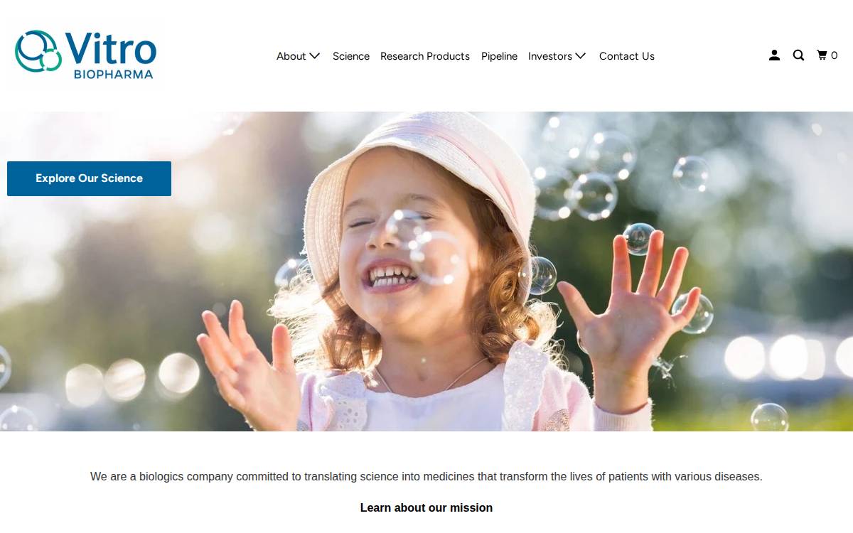 Vitro Biopharma website preview