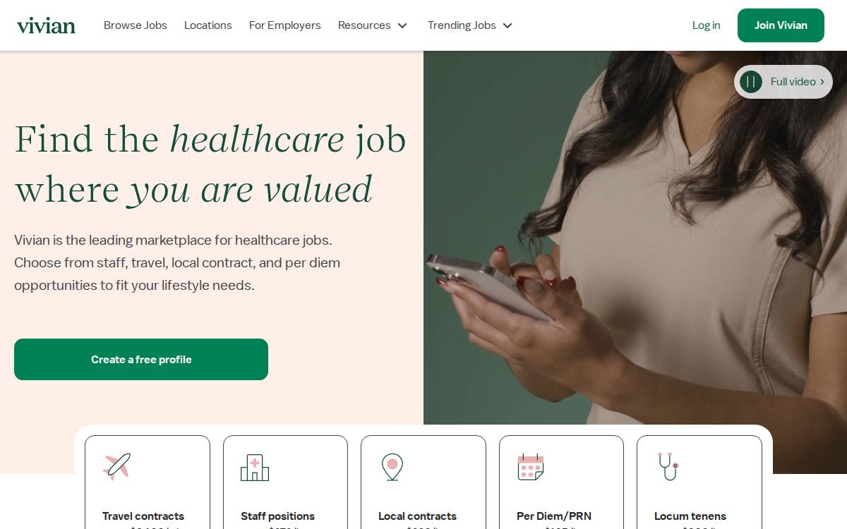 Vivian Health website preview