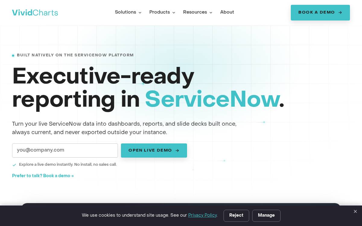 VividCharts website preview