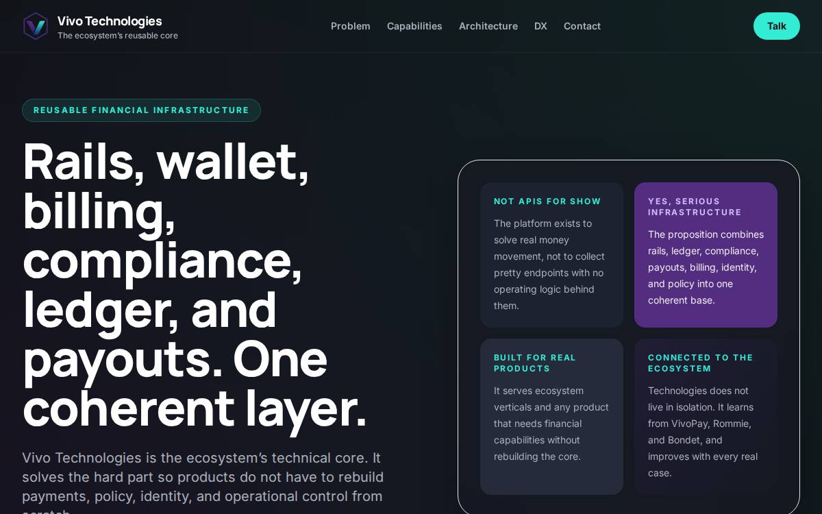 Vivo Technologies website preview