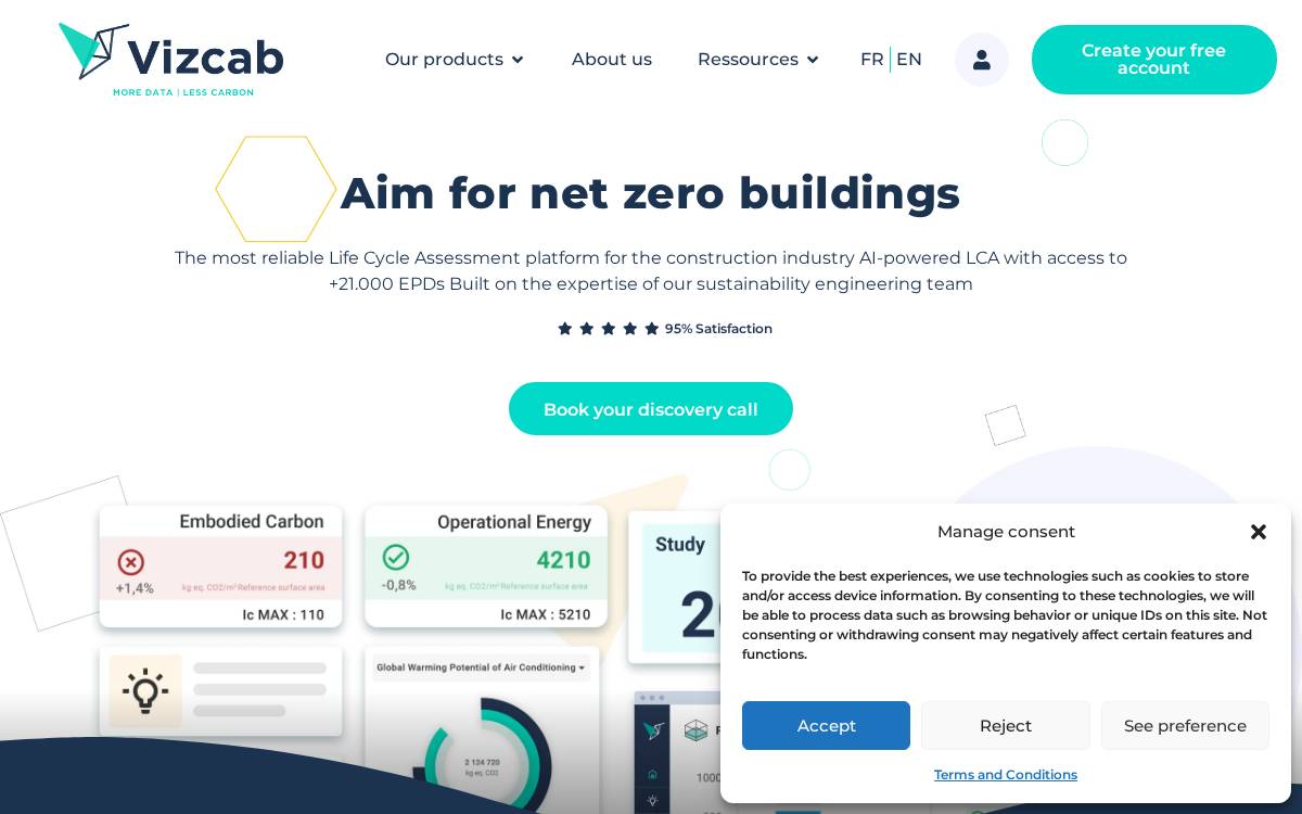 Vizcab website preview
