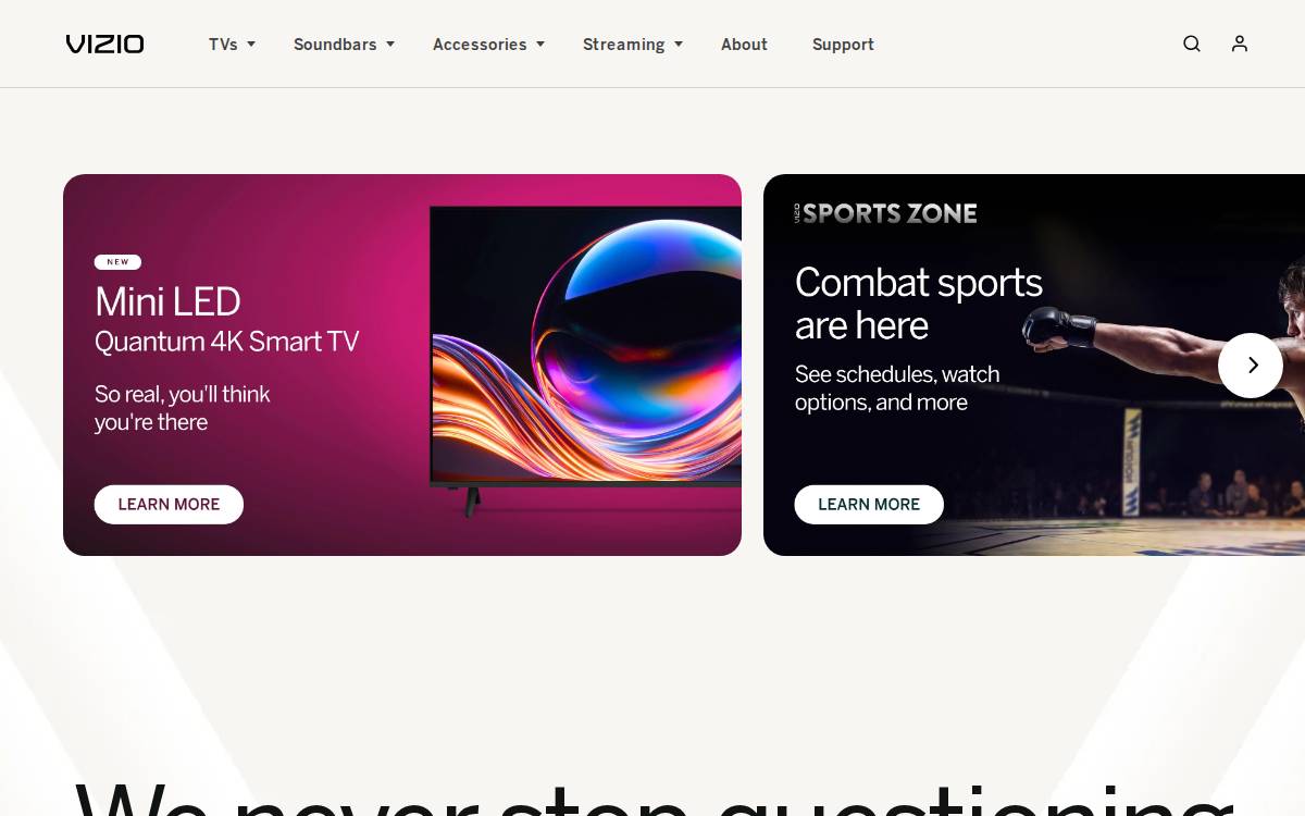 Vizio website preview