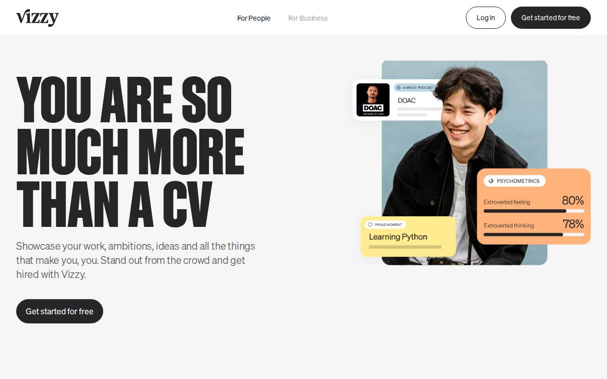 Vizzy website preview
