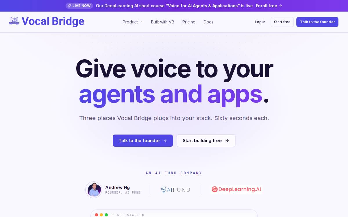 Vocal Bridge website preview