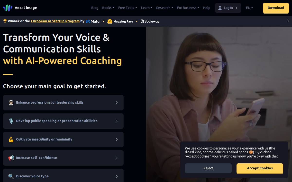 VocalImage, website preview