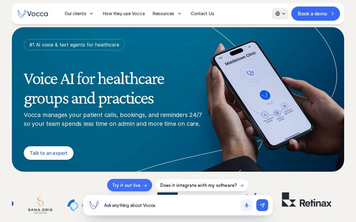 Vocca website preview