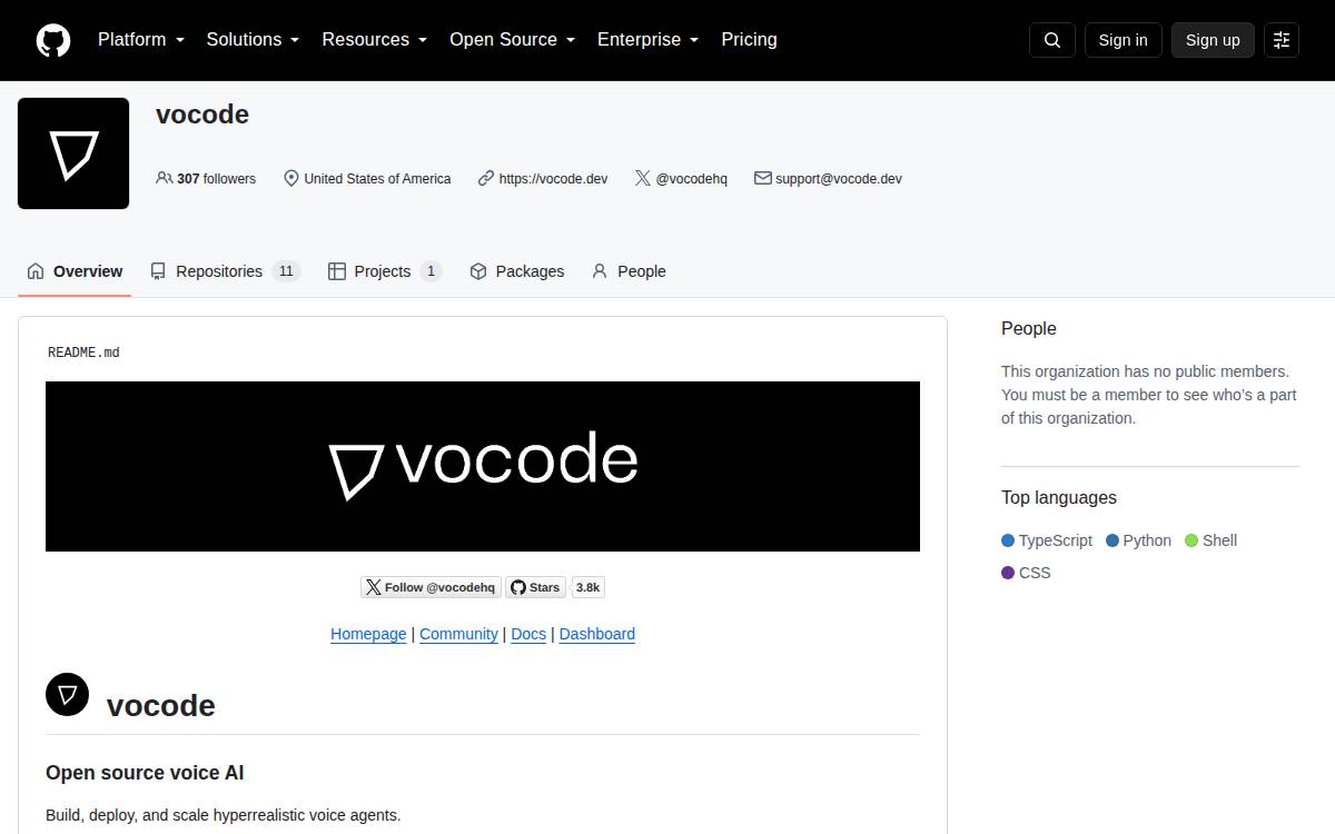 Vocode website preview