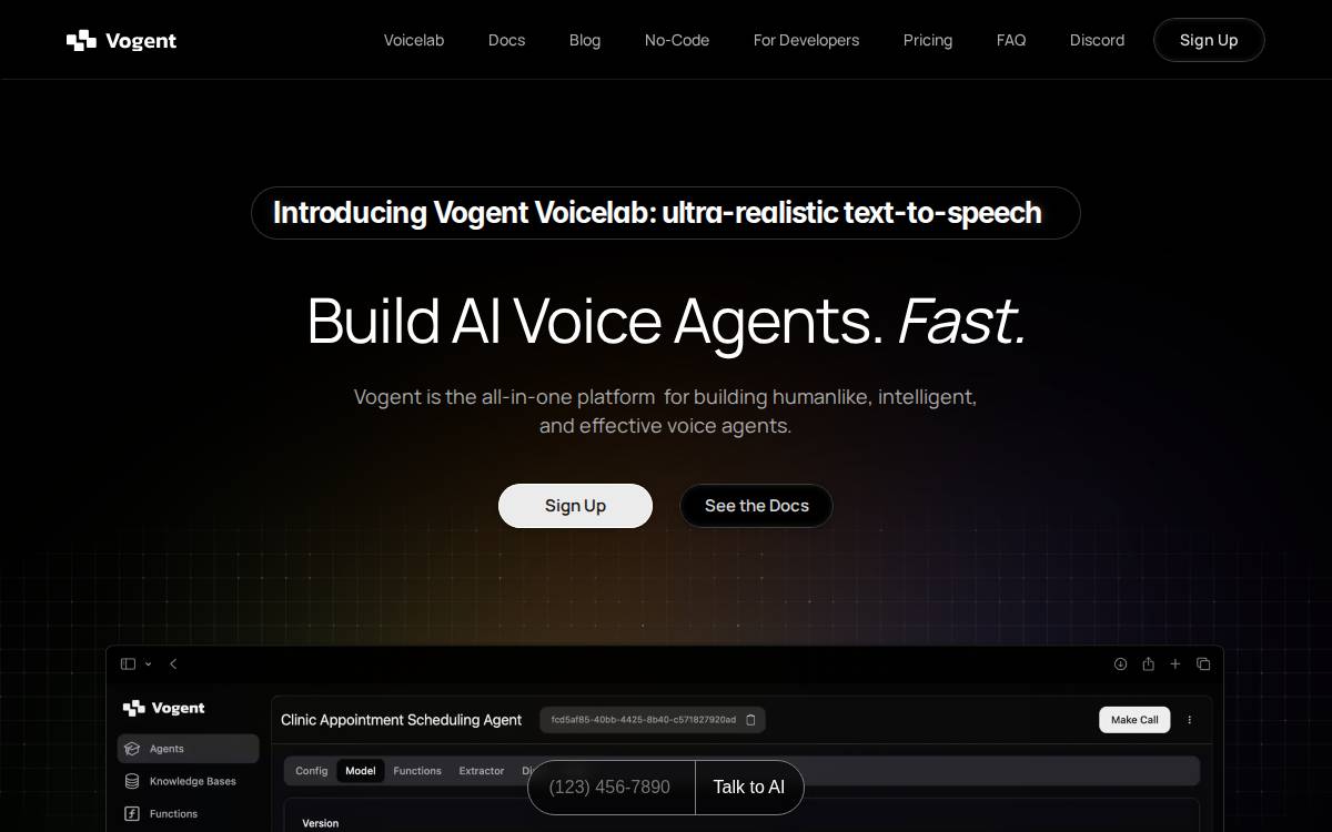 Vogent website preview