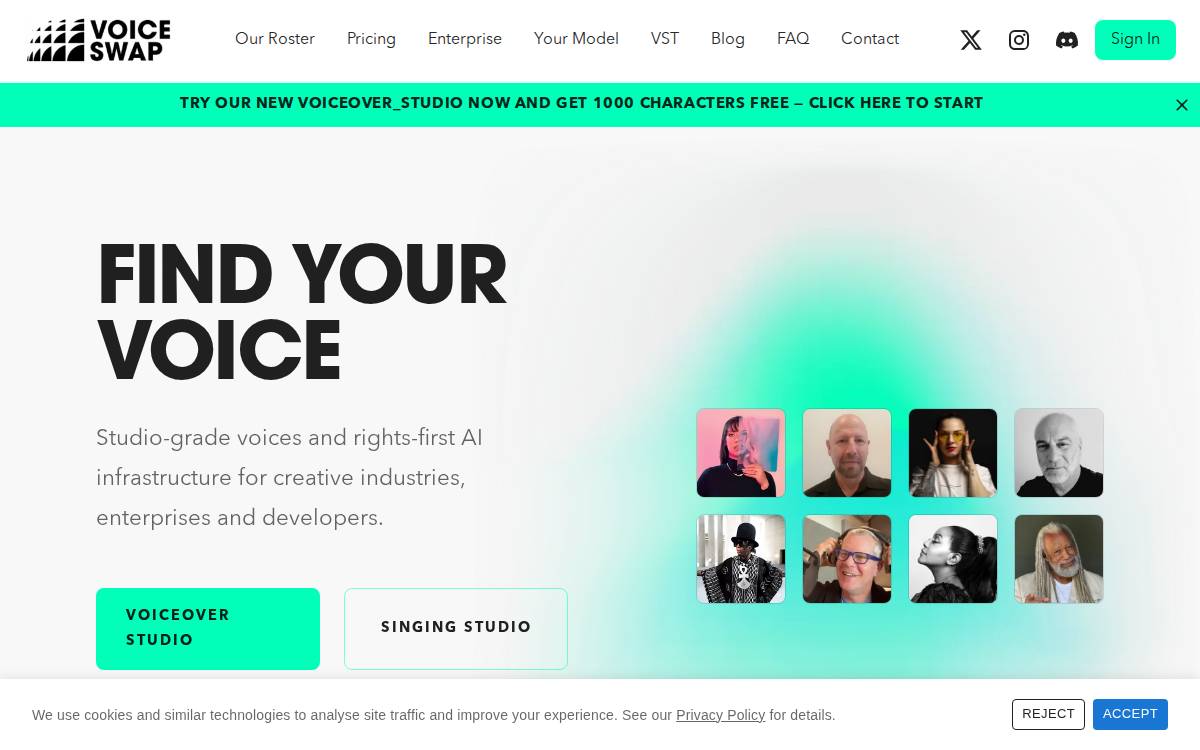 Voice Swap website preview