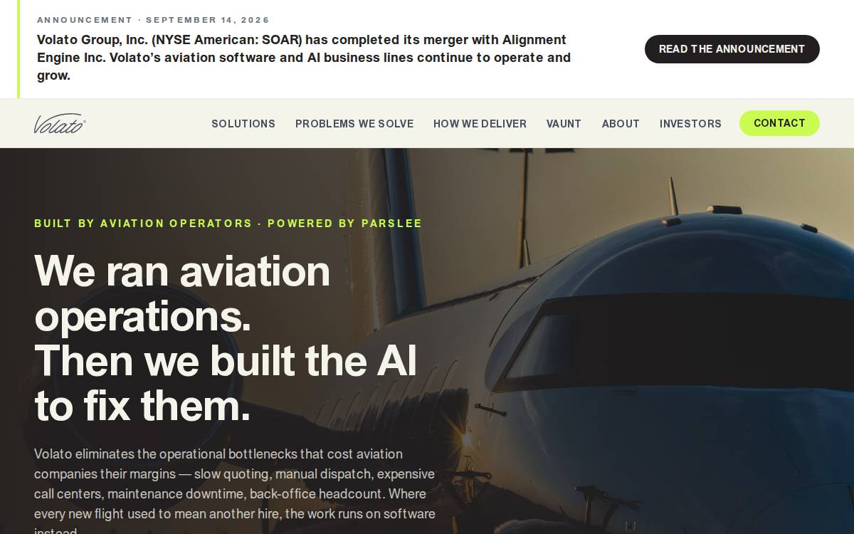 Volato Group website preview