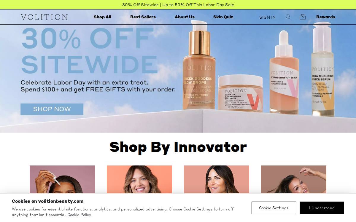 Volition Beauty website preview