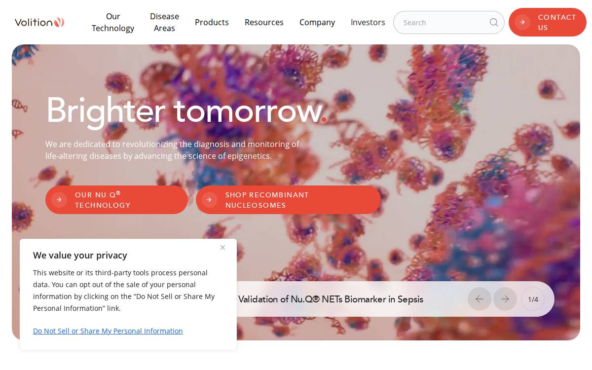Volitionrx website preview
