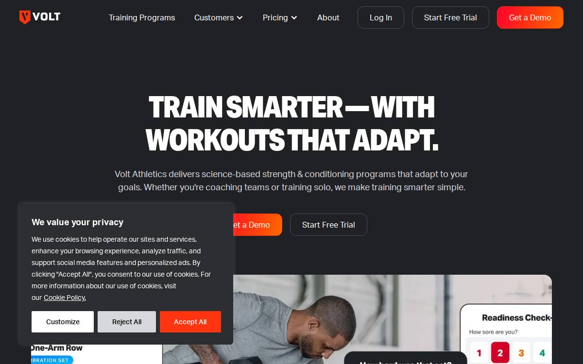 Volt Athletics website preview