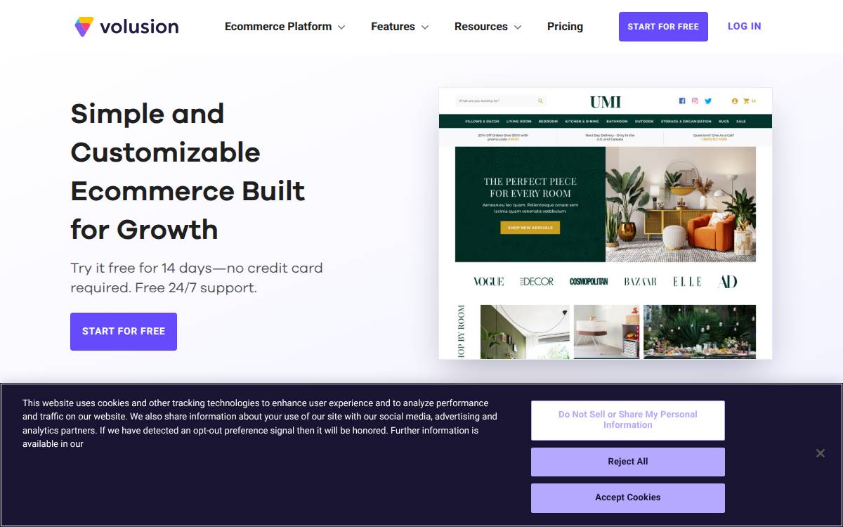 Volusion website preview