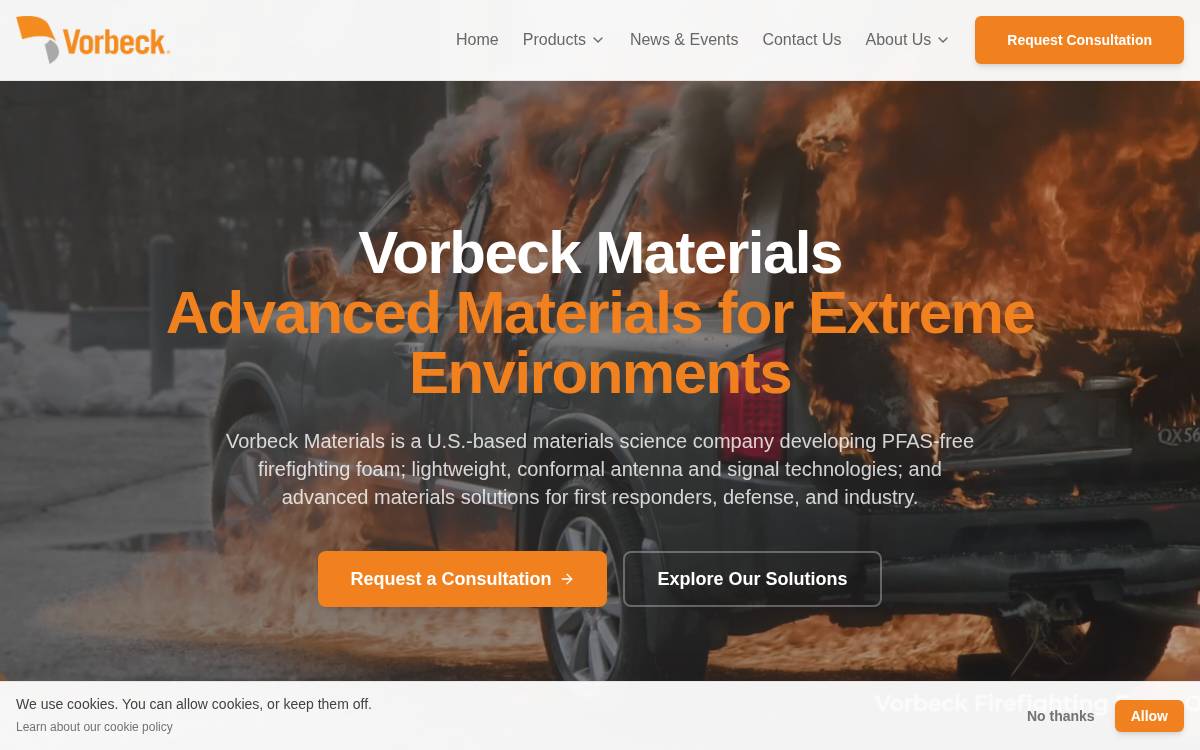 Vorbeck Materials website preview